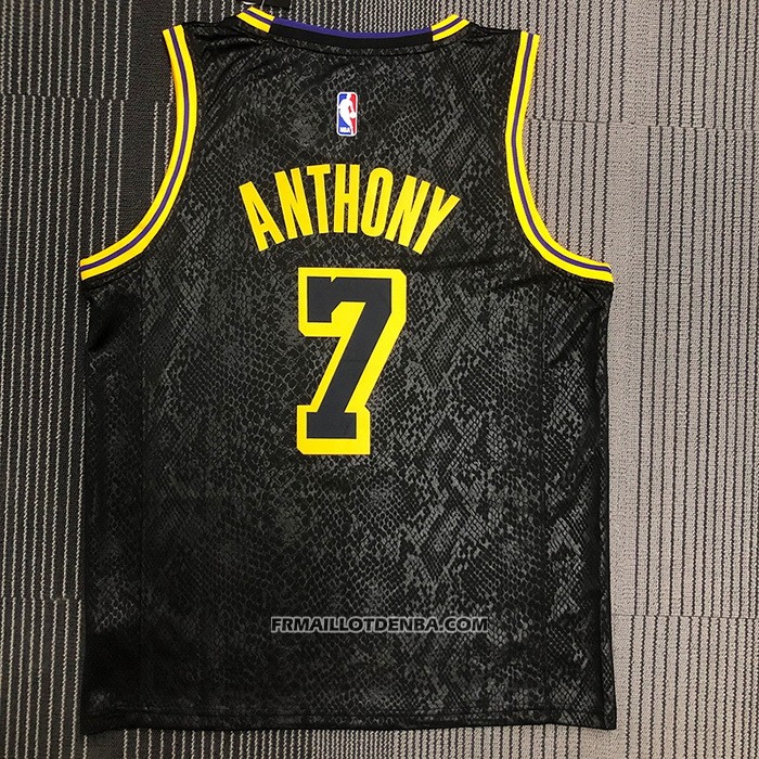 Maillot Los Angeles Lakers Carmelo Anthony NO 7 Black Mamba Noir